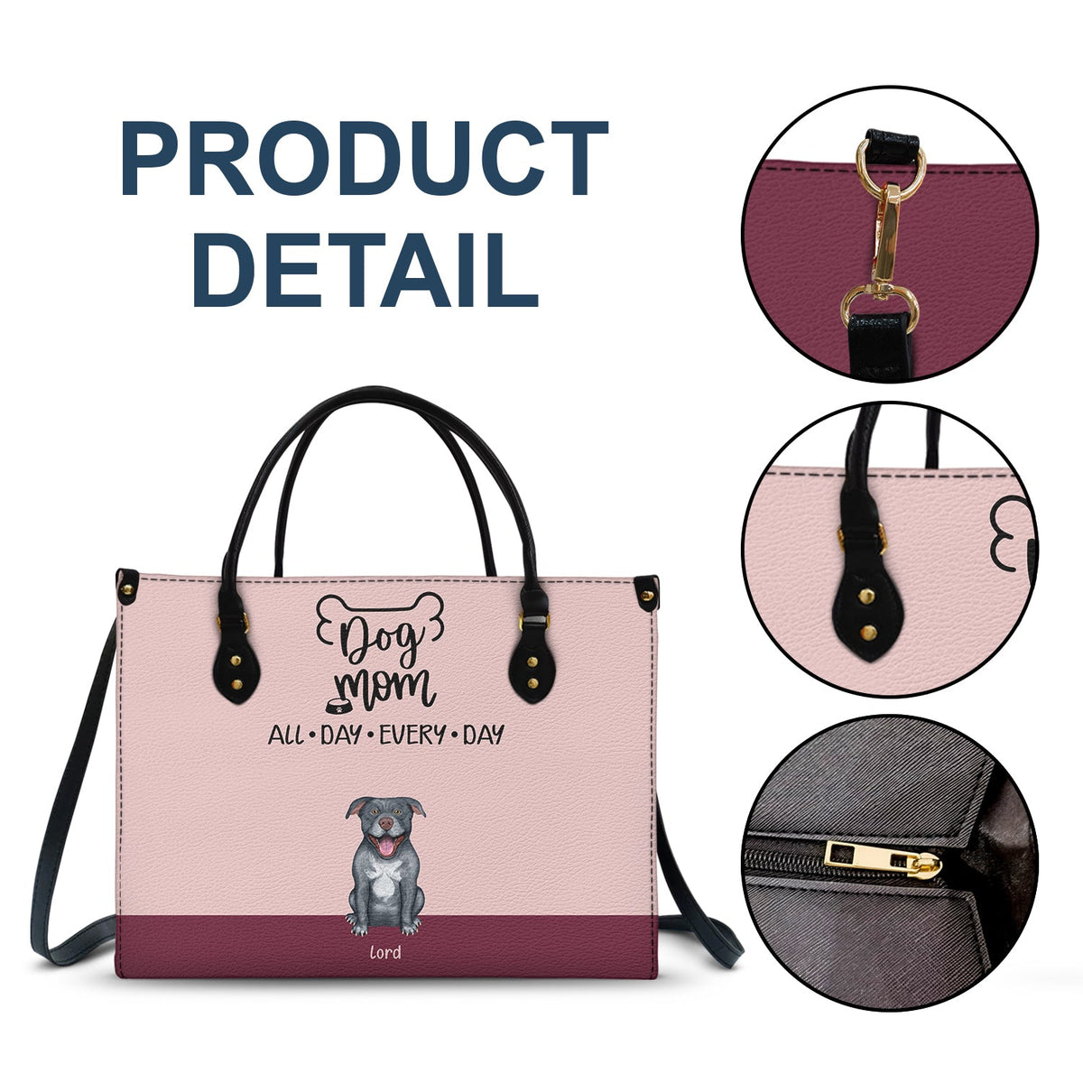 All Day Every Day - Gift For Dog Mom - Personalized Leather Bag