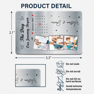 Calendrier photo personnalisé « Le jour où notre voyage a commencé » - Cadeau pour couples - Carte portefeuille en aluminium personnalisée
