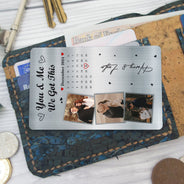 Calendrier photo personnalisé « Le jour où notre voyage a commencé » - Cadeau pour couples - Carte portefeuille en aluminium personnalisée