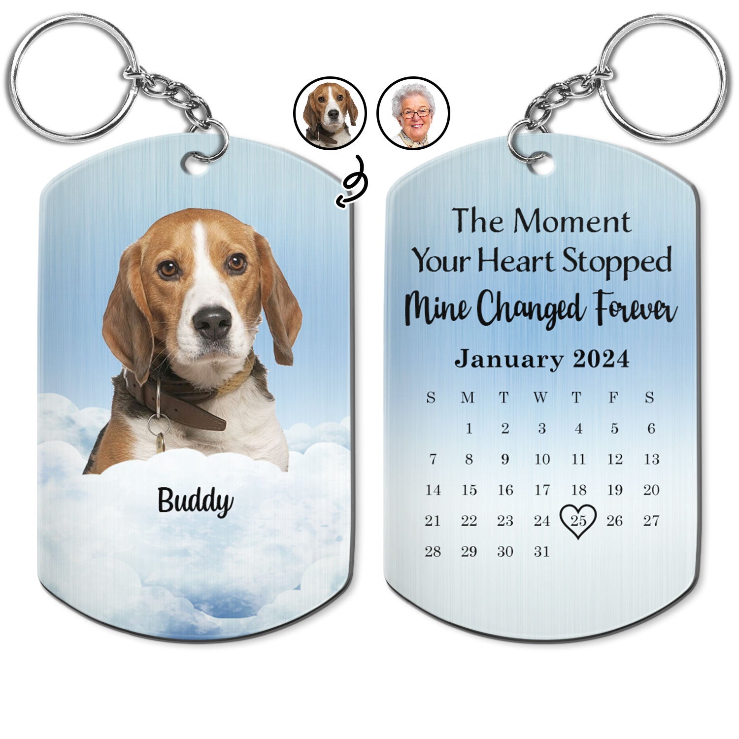 Custom Photo Calendar The Moment Your Heart Stop - Memorial Gift For Family, Pet Lovers - Personalized Aluminum Keychain