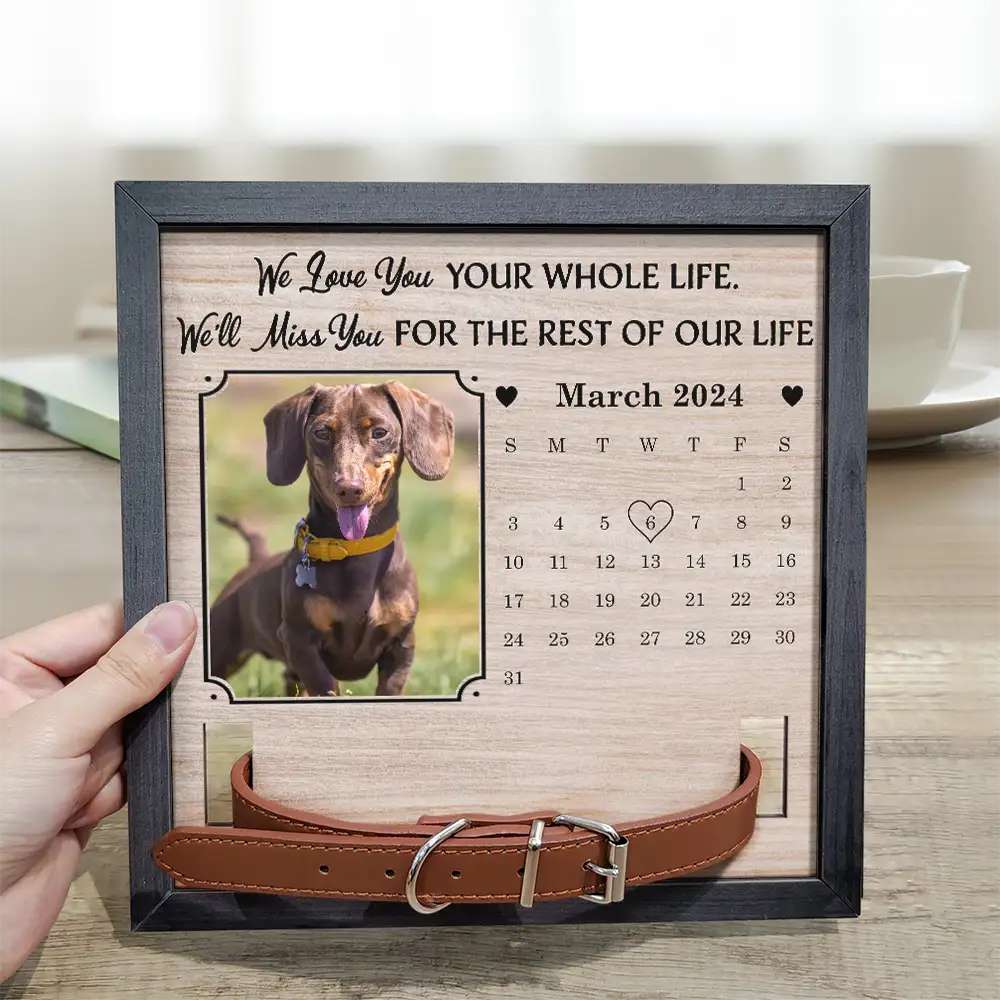 Custom Photo Calendar The Moment Your Heart Stop Memorial - Personalized Pet Loss Sign, Collar Frame