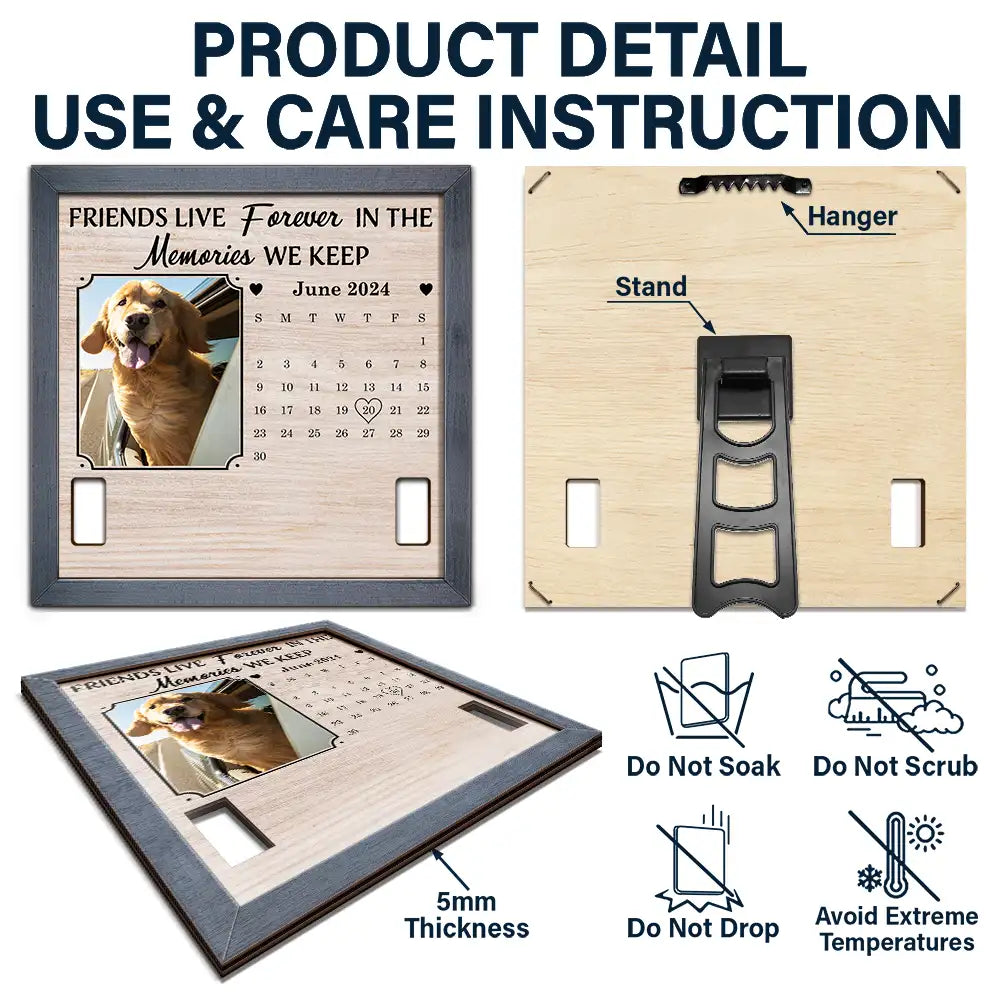 Custom Photo Calendar The Moment Your Heart Stop Memorial - Personalized Pet Loss Sign, Collar Frame