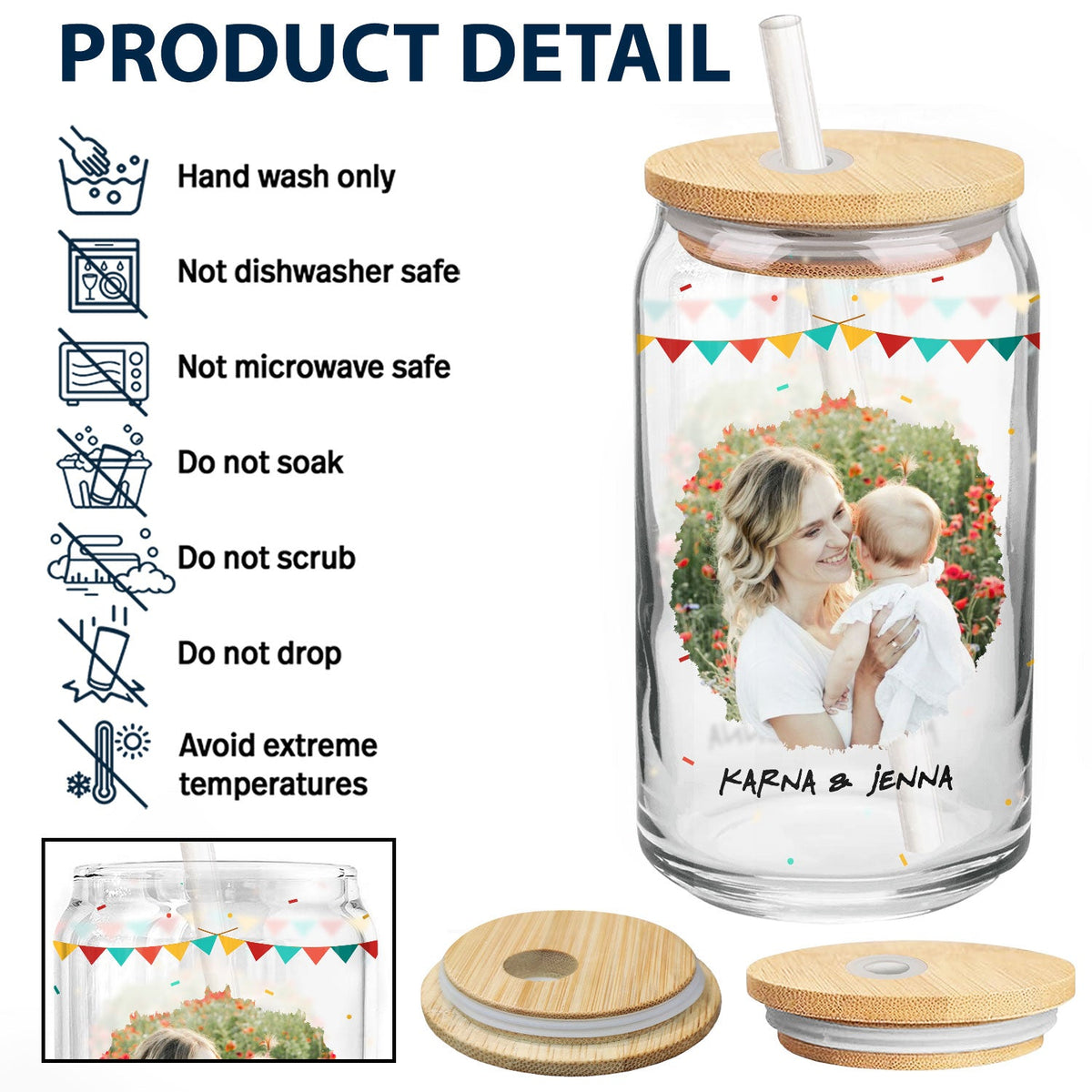 Custom Photo Calendar Where I Become A Mom - Gift For Mom - Personalized Clear Glass Can