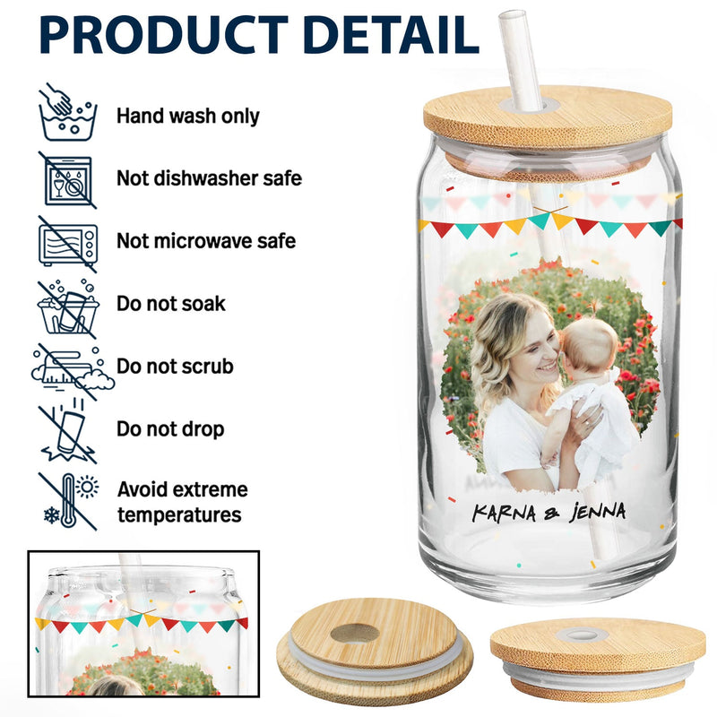 Custom Photo Calendar Where I Become A Mom - Gift For Mom - Personalized Clear Glass Can