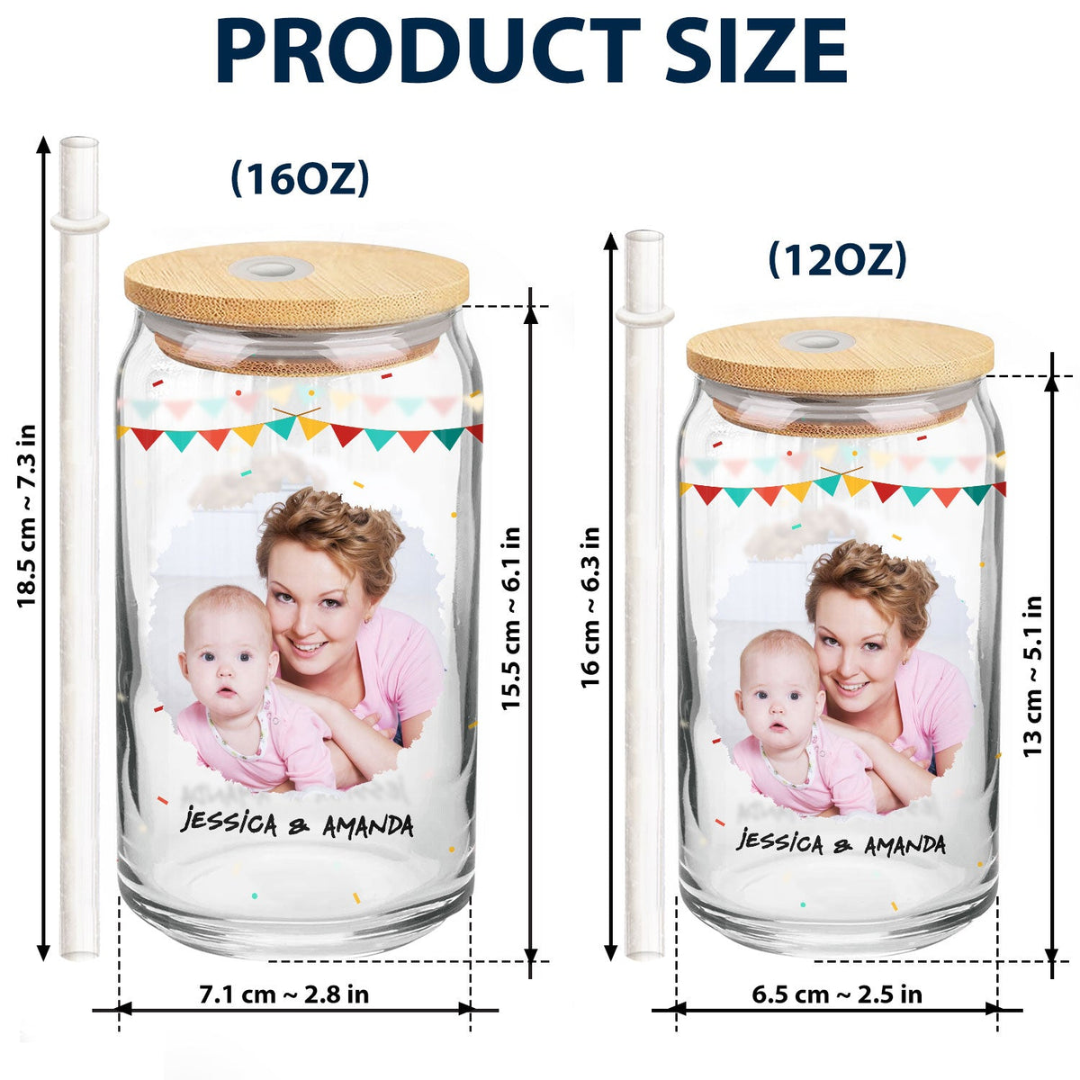 Custom Photo Calendar Where I Become A Mom - Gift For Mom - Personalized Clear Glass Can