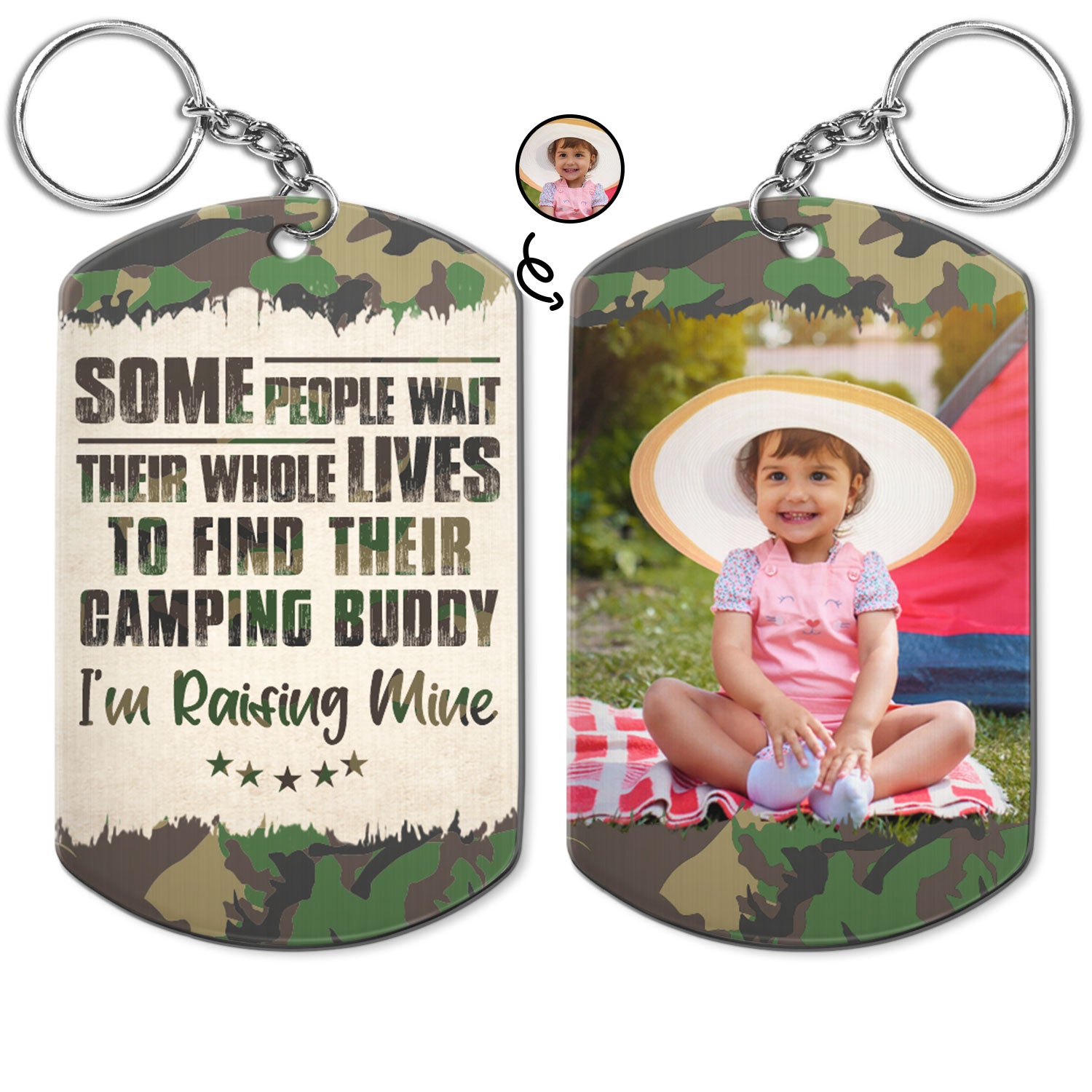 Custom Photo Camping Buddy - Gift For Camping Mom, Dad - Personalized Aluminum Keychain