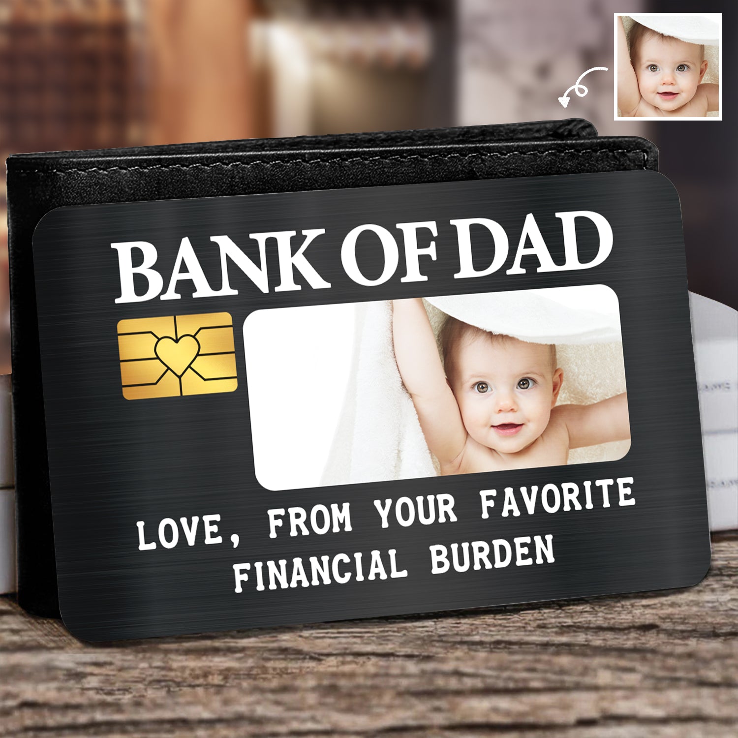 Custom Photo Bank Of Dad - Gift For Father - Personalized Aluminum Wallet Card