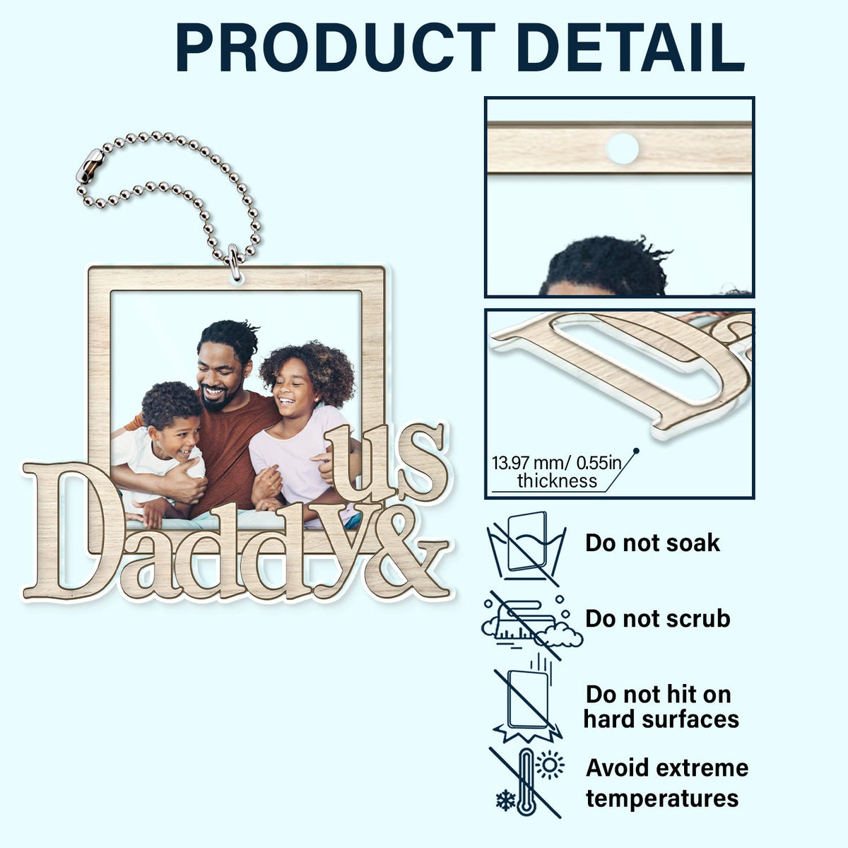 Custom Photo Daddy And Me - Gift For Father - Personalized Acrylic Car Hanger