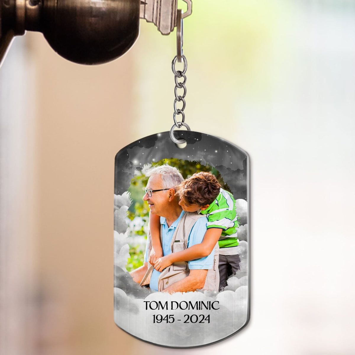 Custom Photo Memorial Until We Fish In Heaven - Memorial Gift For Family - Personalized Aluminum Keychain