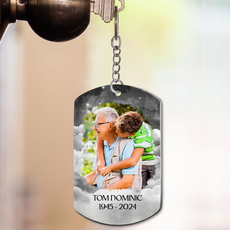 Custom Photo Memorial Until We Fish In Heaven - Memorial Gift For Family - Personalized Aluminum Keychain