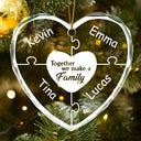 Christmas,Family,Happy - Christmas Together We Make A Family - Personalized Heart Shaped Glass Ornament
