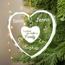 Christmas,Family,Happy - Christmas Together We Make A Family - Personalized Heart Shaped Glass Ornament