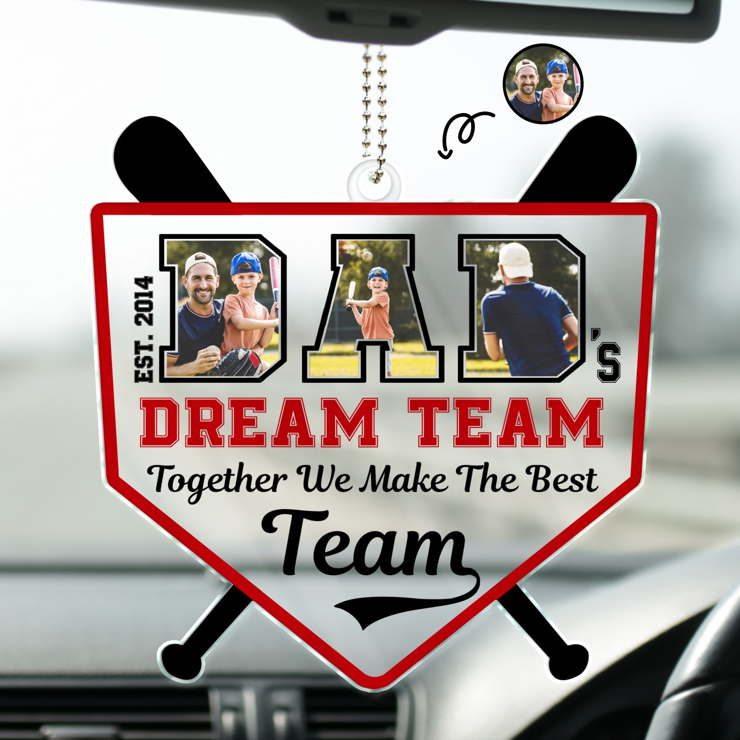 Custom Photo Dad's Dream Team - Gift For Dad - Personalized Acrylic Car Hanger