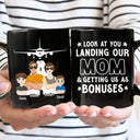 Landing My Mom - Gift For Husband, Dad - Personalized Black Mug