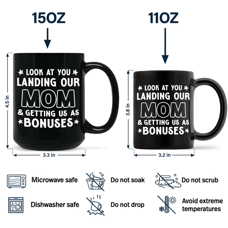 Landing My Mom - Gift For Husband, Dad - Personalized Black Mug