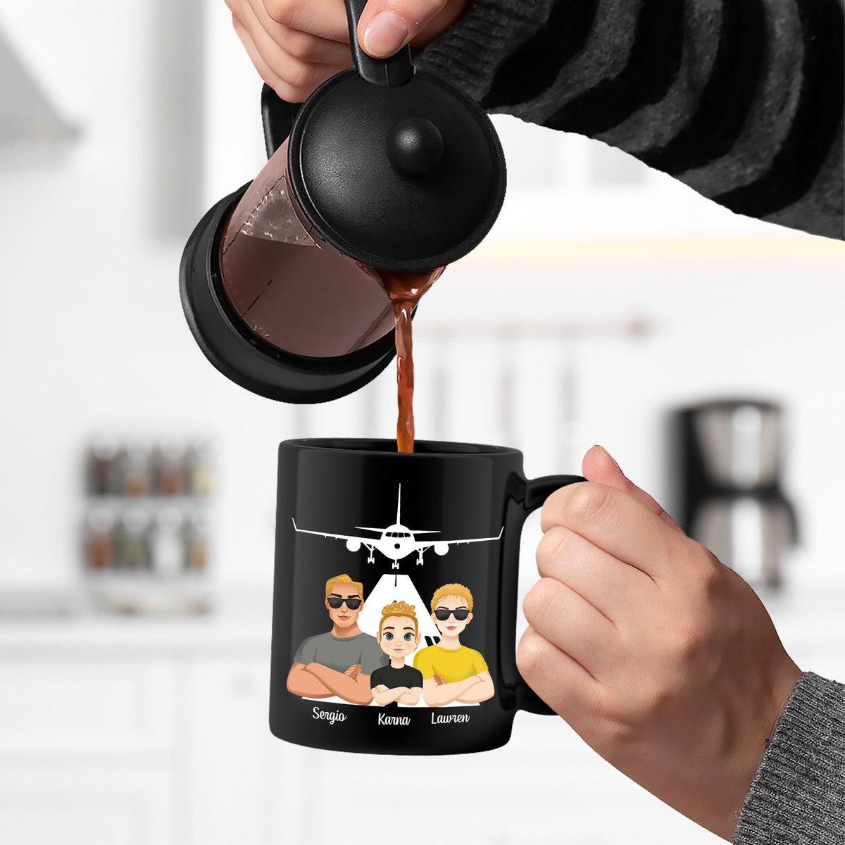 Landing My Mom - Gift For Husband, Dad - Personalized Black Mug