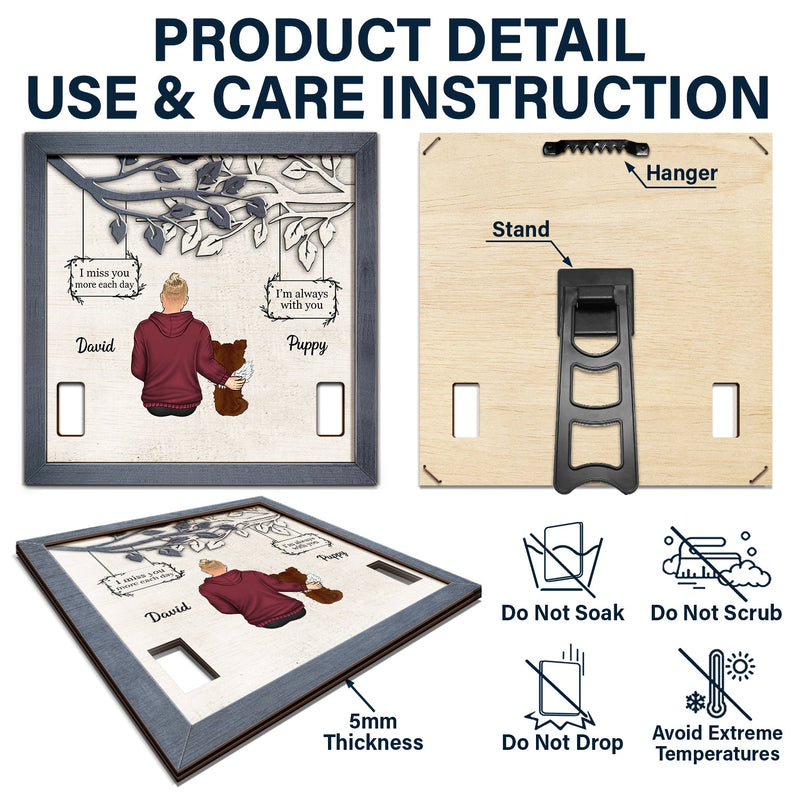 I Miss You I Know - Dog Memorial Gift For Dog Dad, Dog Mom - Personalized Pet Loss Sign, Collar Frame