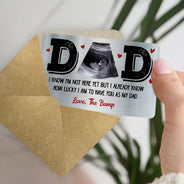 Carte portefeuille en aluminium personnalisée avec photo « Papa, je sais que je ne suis pas encore là »