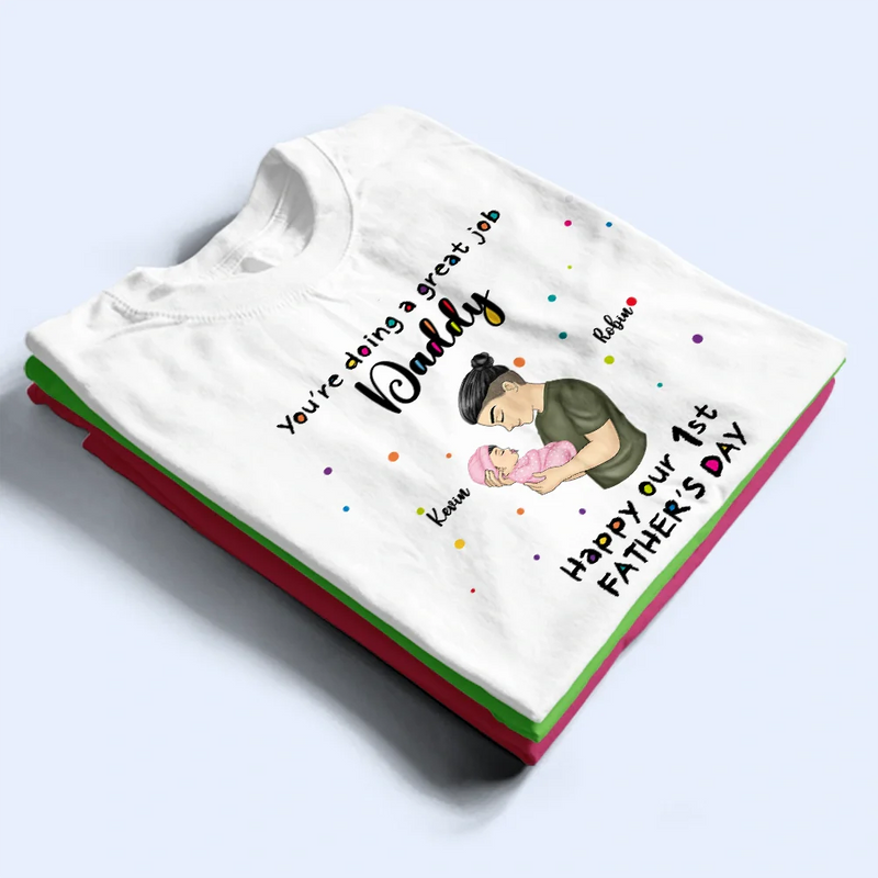 Our First Father's Day Together - Personalized Combo T Shirt And Baby Onesie