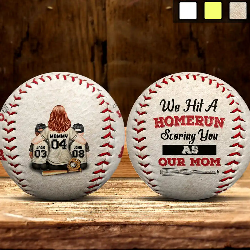 We Hit A Homerun Scoring As Our Mom - Personalized Baseball, Softball