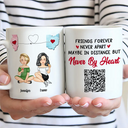 QR Voice Upload Code Miles Apart But Besties At Heart - Personalized Mug