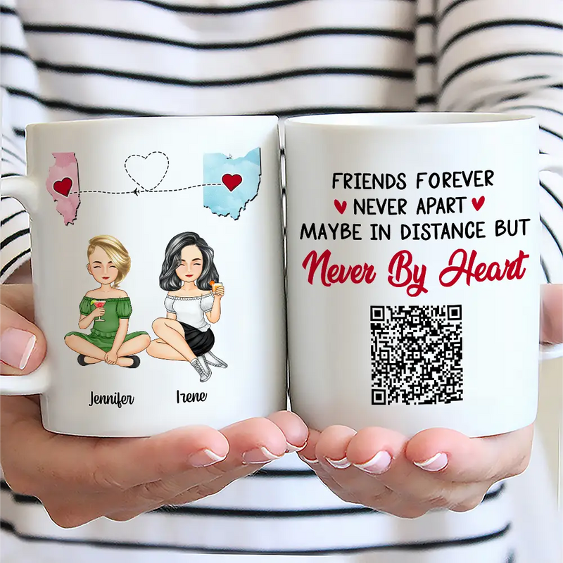 QR Voice Upload Code Miles Apart But Besties At Heart - Personalized Mug