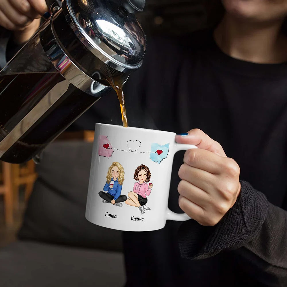 QR Voice Upload Code Miles Apart But Besties At Heart - Personalized Mug