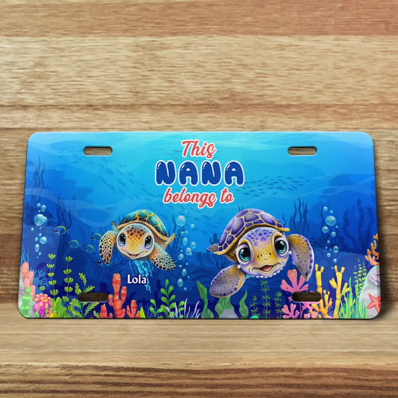 Sea Turtle Belongs To - Personalized License Plate