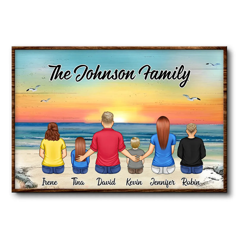 Family Beach Vintage Retro - Personalized Poster