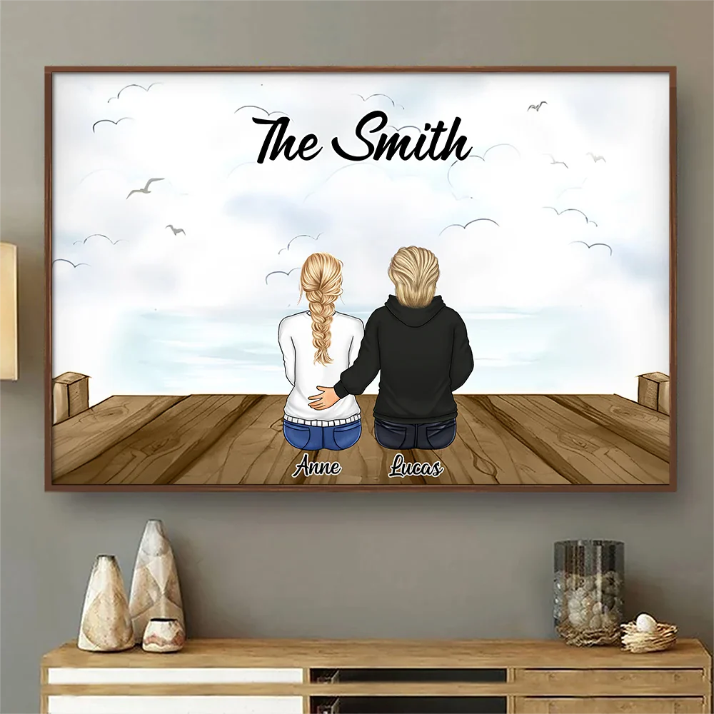 Family Beach Vintage Retro - Personalized Poster