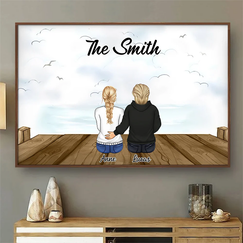 Family Beach Vintage Retro - Personalized Poster