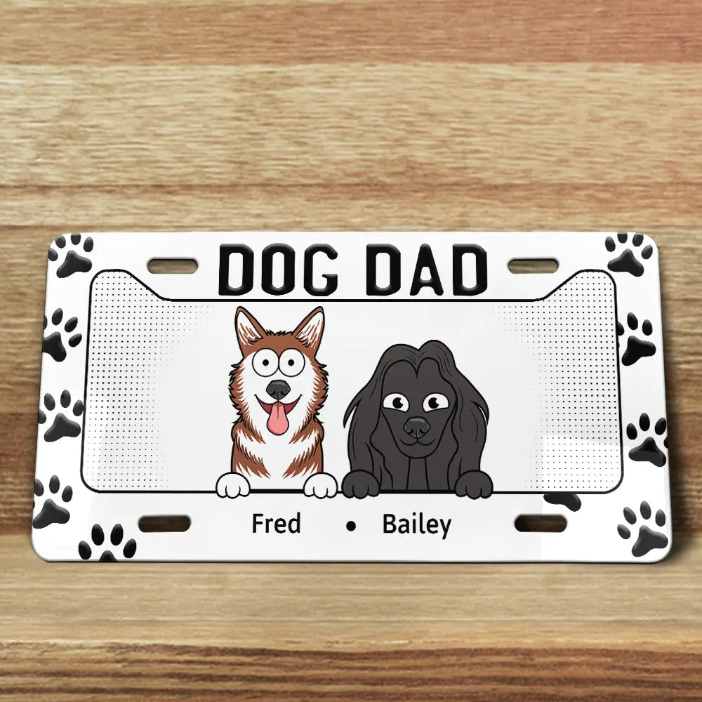 Maman chien, papa chien - Plaque d'immatriculation personnalisée 