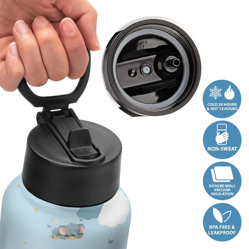 Unicorn Dino Mermaid Elephant School Kid's Name - Personalized Kids Water Bottle