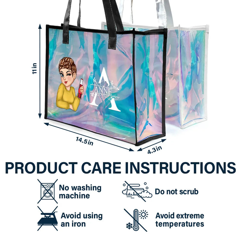 Beach Summer Vibe Monogram - Personalized Holographic Tote