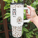 Dog Mom Leopard Pattern - Personalized 40oz Tumbler With Straw