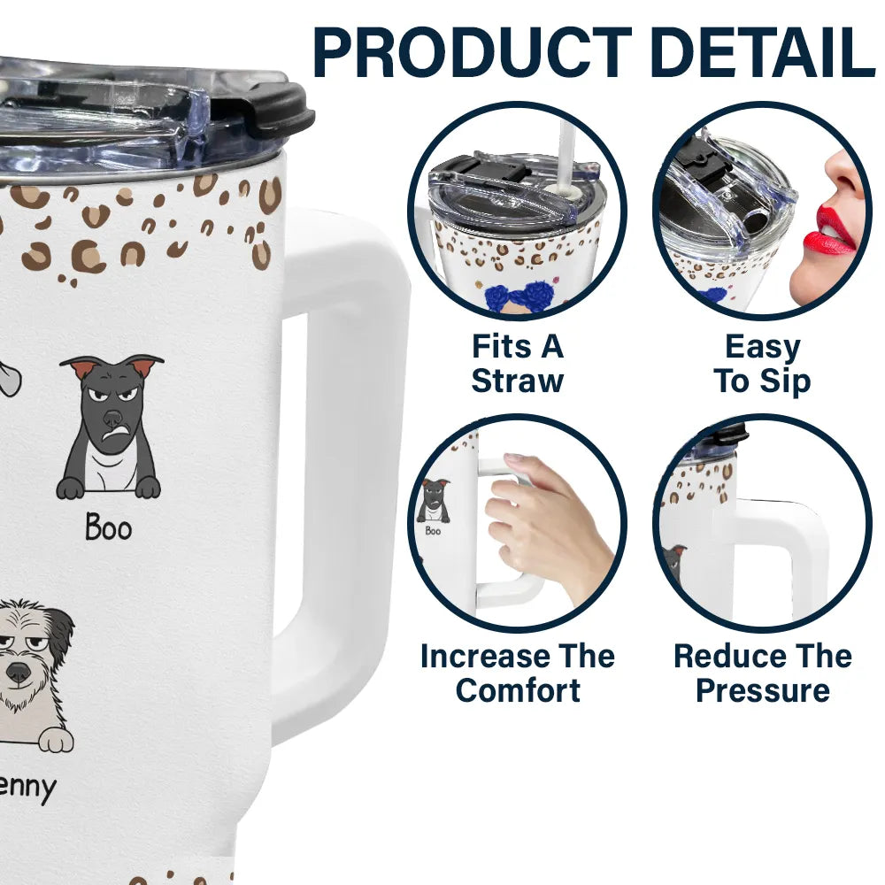 Dog Mom Leopard Pattern - Personalized 40oz Tumbler With Straw