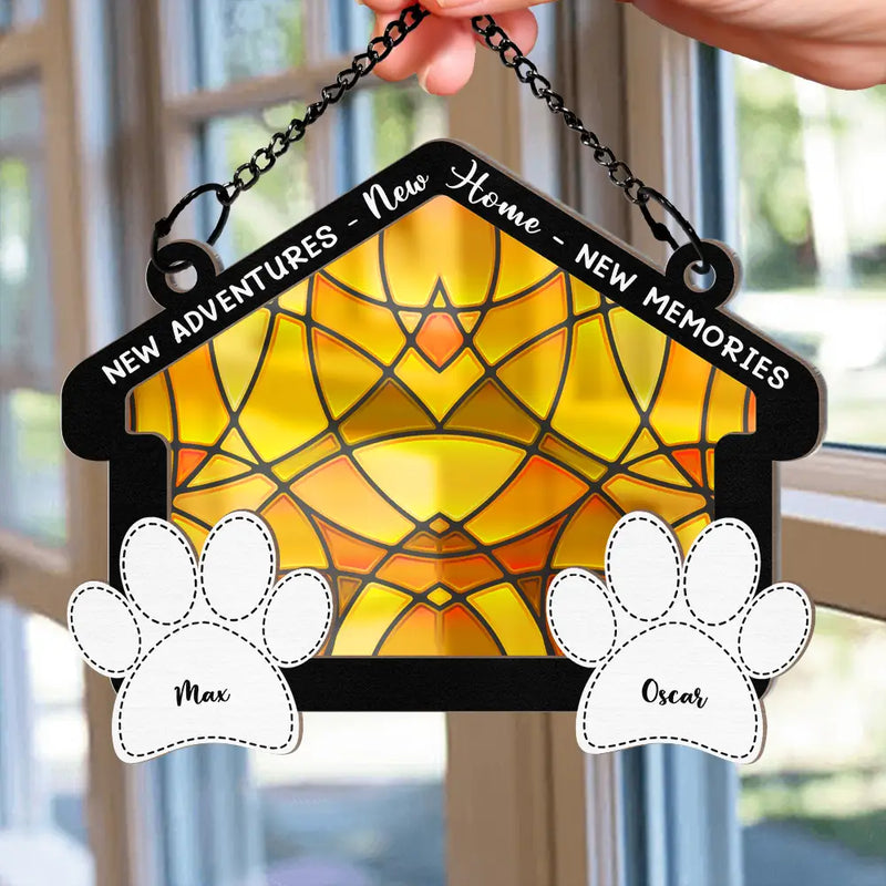 New Home New Adventures New Memories - Personalized Window Hanging Suncatcher Ornament
