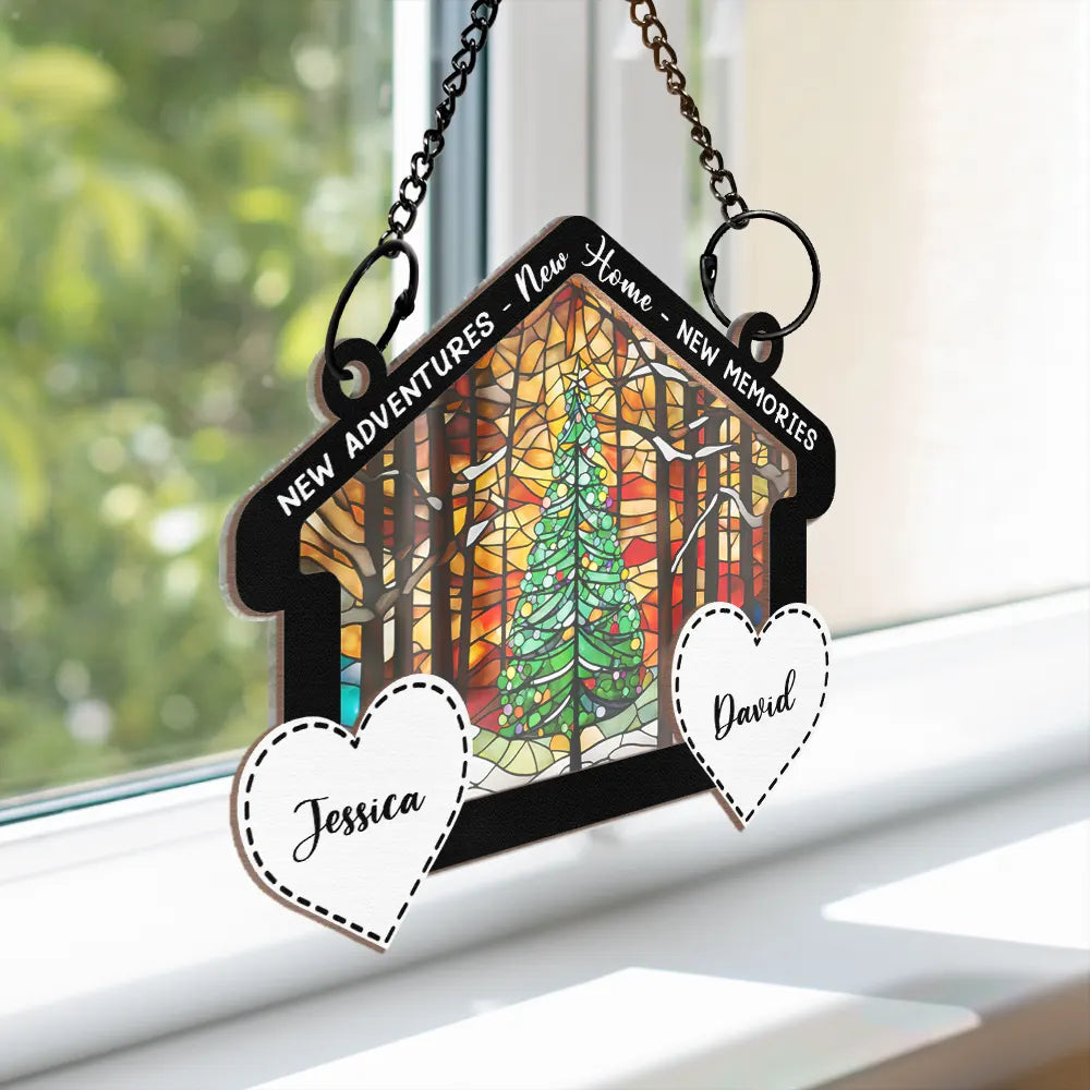 New Home New Adventures New Memories - Personalized Window Hanging Suncatcher Ornament