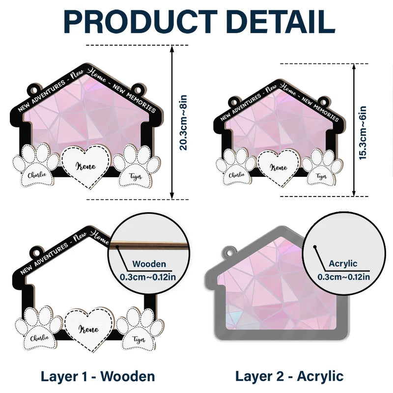 New Home New Adventures New Memories - Personalized Window Hanging Suncatcher Ornament