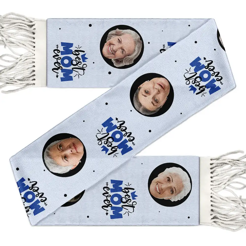 Custom Photo Best Ever - Personalized Wool Scarf With Tassel