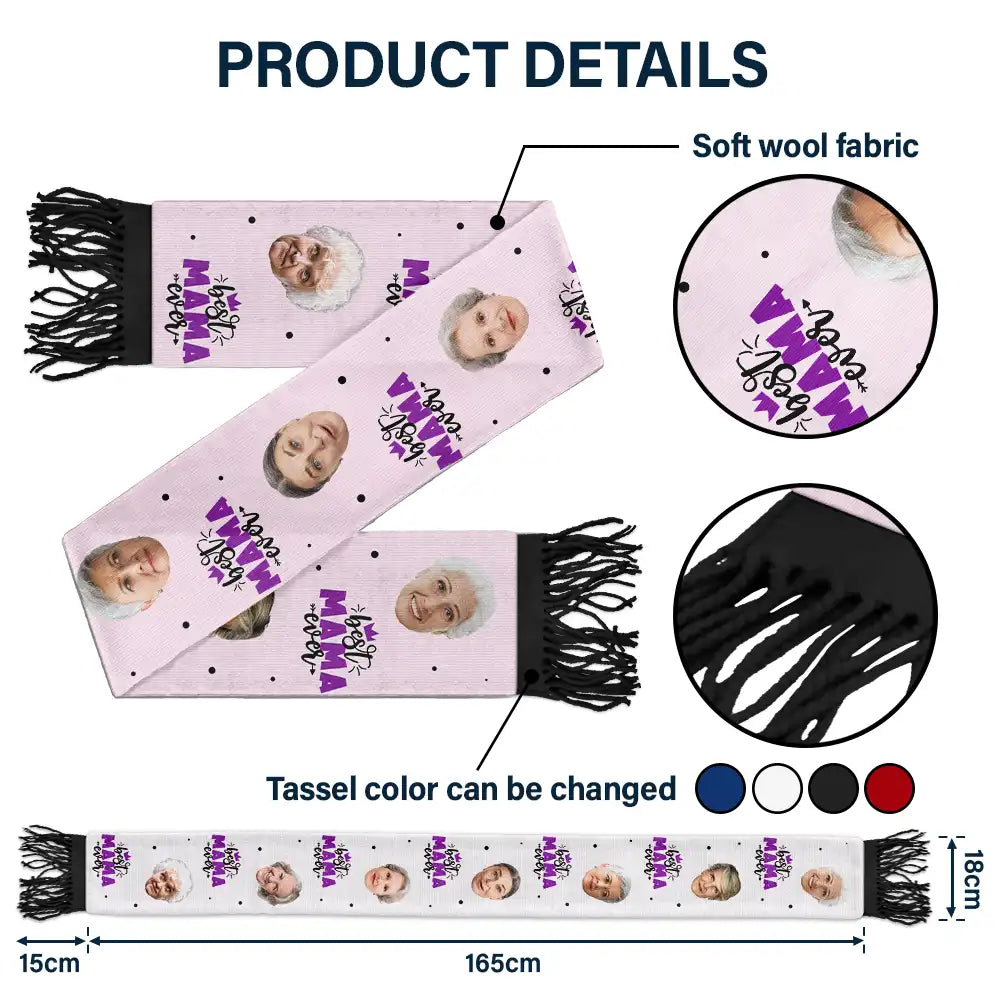 Custom Photo Best Ever - Personalized Wool Scarf With Tassel