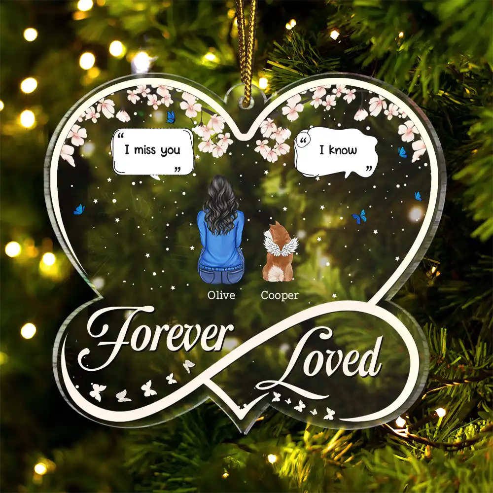Forever Loved Memorial Dog Cat - Personalized Custom Shaped Acrylic Ornament