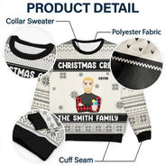 Pull moche unisexe personnalisé de l'équipe de Noël Flat Art Family 