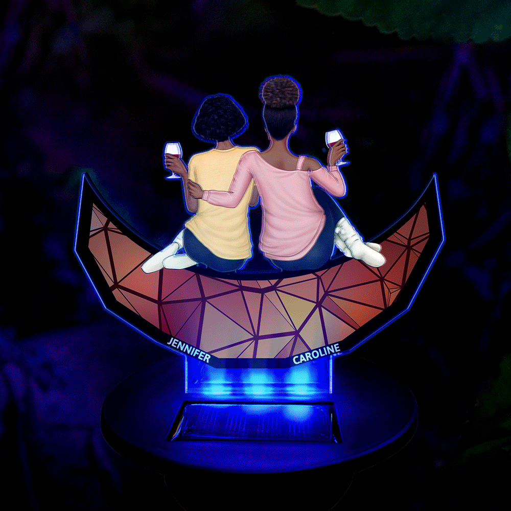 Besties Sister Friend Sitting Together - Personalized Solar Light