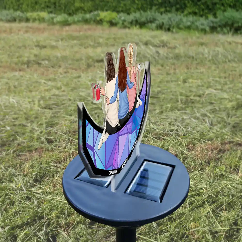 Besties Sister Friend Sitting Together - Personalized Solar Light