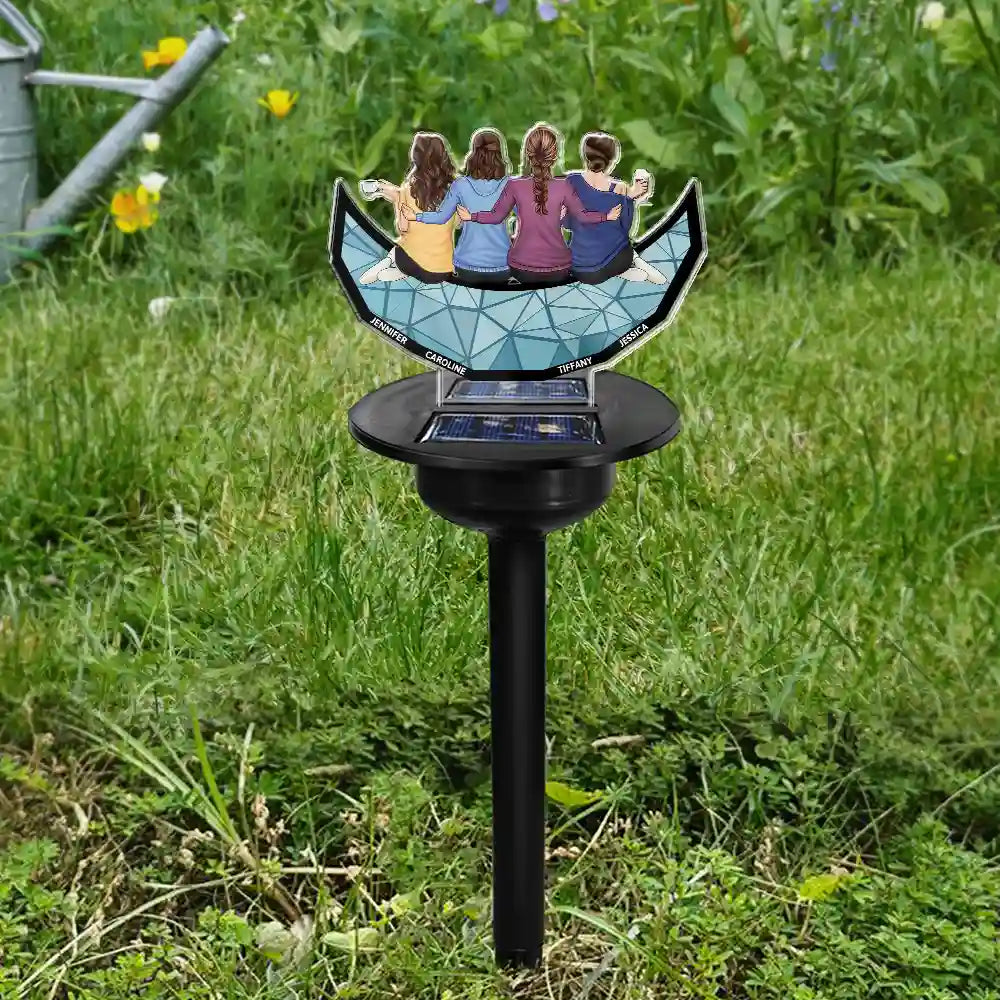 Besties Sister Friend Sitting Together - Personalized Solar Light