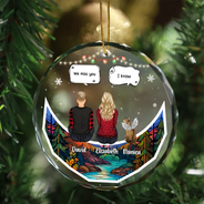 Ornement de Noël en verre rond personnalisé « Assis sur la lune, tu me manques » 