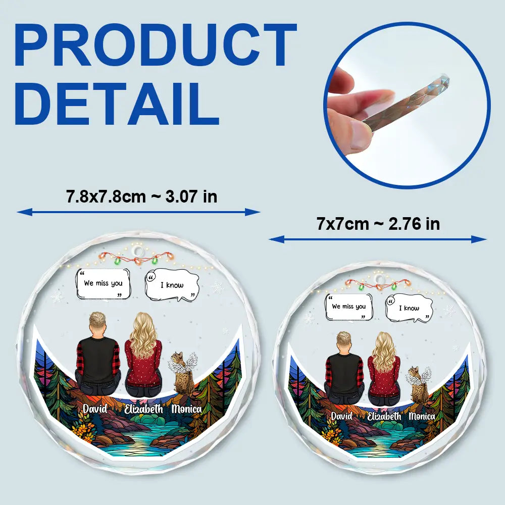 Christmas Memorial Sitting On Moon I Miss You - Personalized Circle Glass Ornament