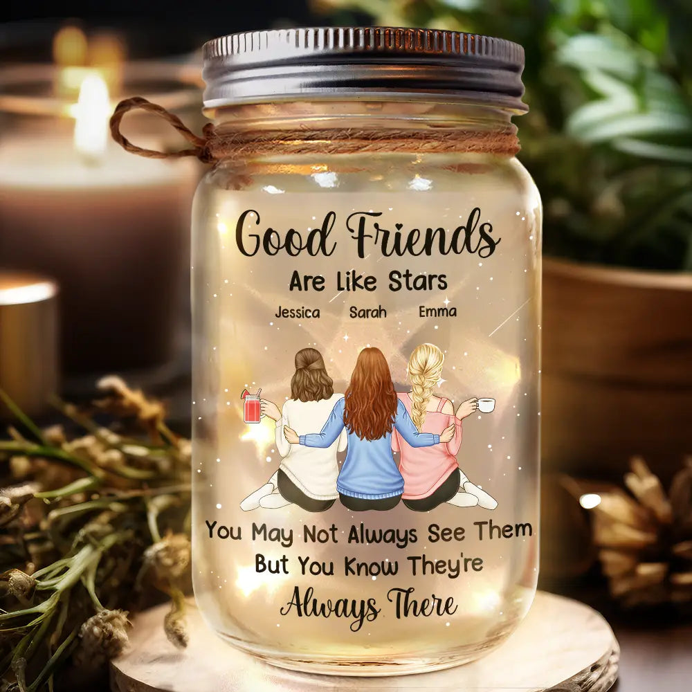Good Friends Are Like Stars - Personalized Mason Jar Light