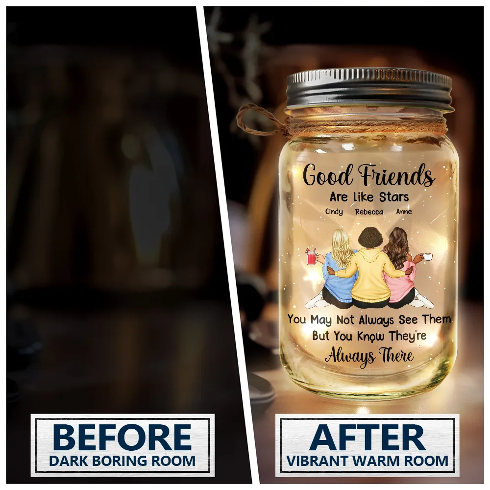 Good Friends Are Like Stars - Personalized Mason Jar Light